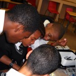 Students working with Lego